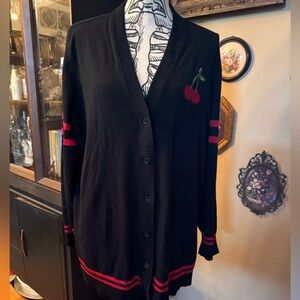 Torrid Cardigan Sweater w/ Embroidered Cherries